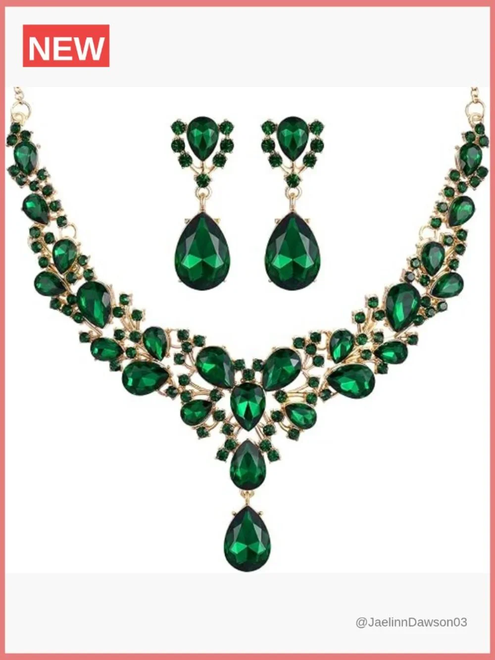 Teardrop Cluster Crystal Bridal Jewelry Set Necklace Earrings